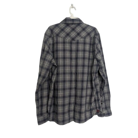 Woolrich John Rich & Bros Shirt Men XL Long Sleeve Button Up Navy Grey Plaid - Picture 3 of 7